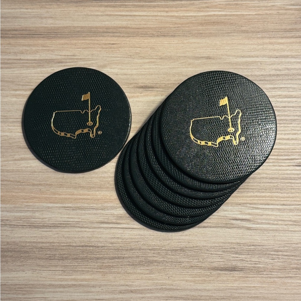 Masters Black and Gold Golf Course Logo Coasters (Set of 8)